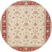 Round Traditional Deep Peach Orange Persian Rug, tr1446