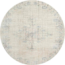 Round Traditional White Gold Persian Rug, tr1447