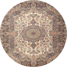 Round Traditional Chestnut Brown Medallion Rug, tr1450