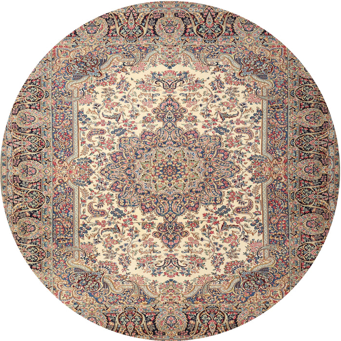 Round Traditional Chestnut Brown Medallion Rug, tr1450