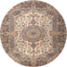 Round Traditional Chestnut Brown Medallion Rug, tr1450