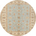 Round Traditional Brown Oriental Rug, tr1453
