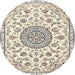 Round Traditional Khaki Green Medallion Rug, tr1455