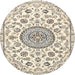 Round Traditional Khaki Green Medallion Rug, tr1456