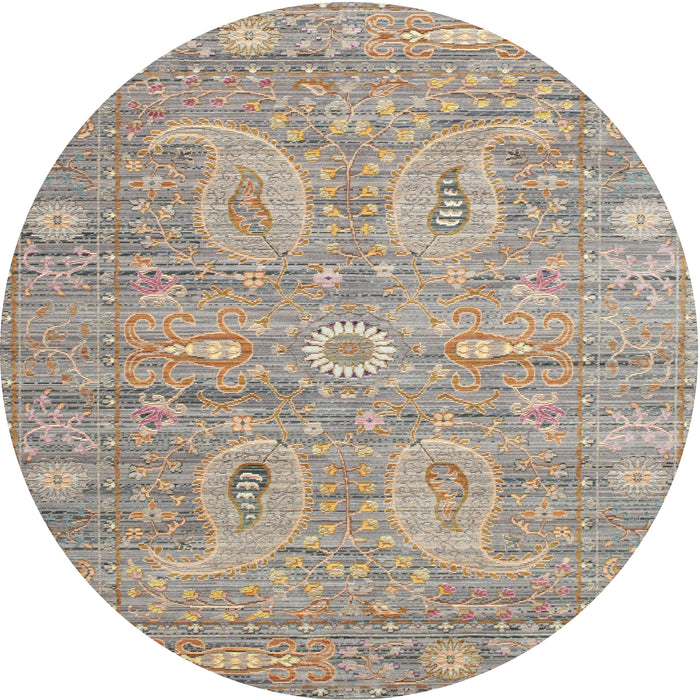 Round Traditional Dark Almond Brown Persian Rug, tr145