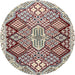 Round Traditional Reddish Brown Persian Rug, tr1460