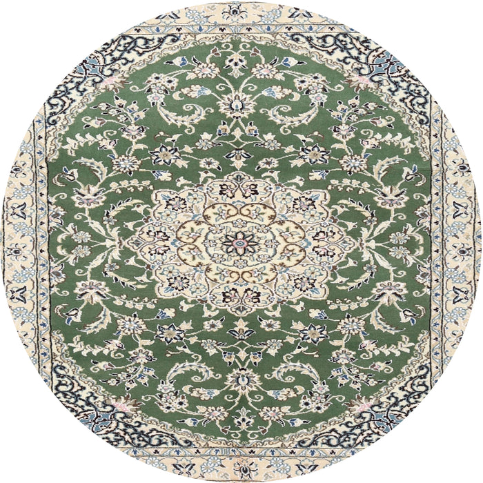 Round Traditional Tan Brown Gold Medallion Rug, tr1463
