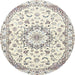 Round Traditional Champagne Beige Medallion Rug, tr1464