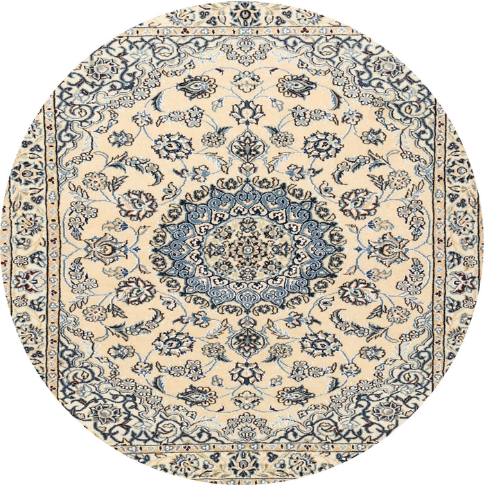 Round Traditional Vanilla Gold Medallion Rug, tr1465