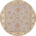 Round Traditional Brown Oriental Rug, tr1469