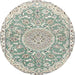 Round Traditional Camouflage Green Medallion Rug, tr1471