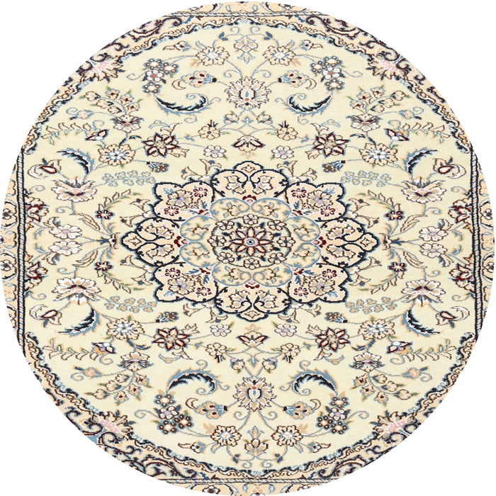 Round Traditional Peach Beige Medallion Rug, tr1472