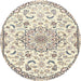 Round Traditional Peach Beige Medallion Rug, tr1472