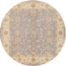 Round Traditional Brown Persian Rug, tr1473