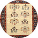 Round Traditional Brown Gold Persian Rug, tr1474