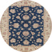 Round Traditional Gray Persian Rug, tr1475