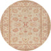 Round Traditional Brown Oriental Rug, tr1479