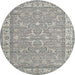 Square Machine Washable Traditional Granite Gray Rug, wshtr147