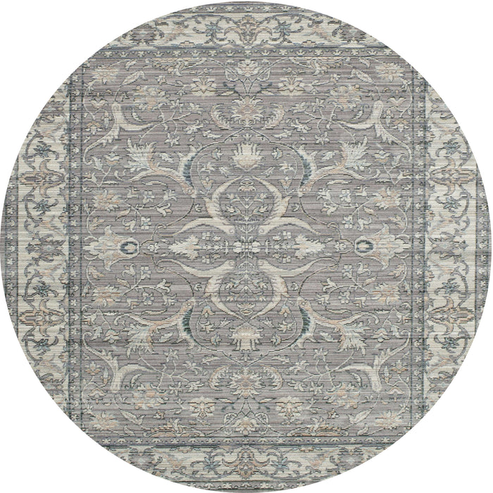 Round Traditional Granite Gray Persian Rug, tr147