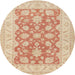 Round Traditional Brown Oriental Rug, tr1480