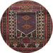 Round Traditional Brown Persian Rug, tr1481