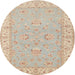 Round Traditional Brown Oriental Rug, tr1482