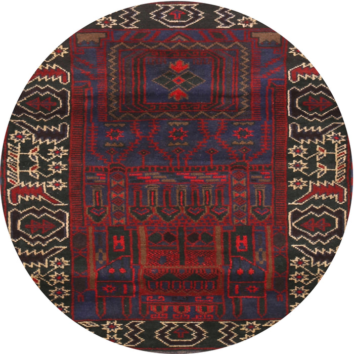 Round Traditional Saffron Red Persian Rug, tr1483