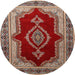 Round Traditional Red Persian Rug, tr1486