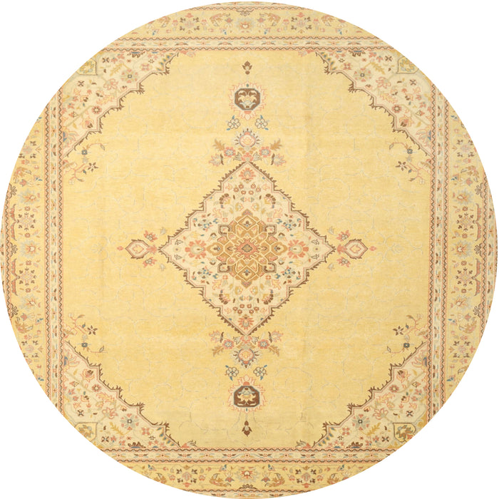Square Machine Washable Traditional Chrome Gold Yellow Rug, wshtr1487