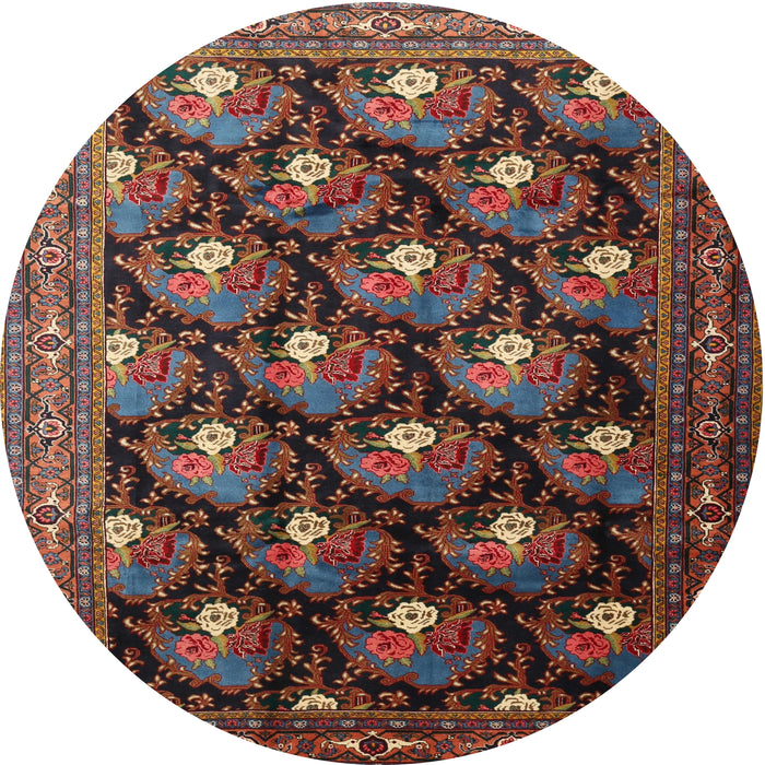 Round Traditional Dark Almond Brown Persian Rug, tr1488