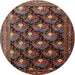 Round Traditional Dark Almond Brown Persian Rug, tr1488