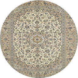 Round Traditional Brown Medallion Rug, tr148