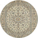 Round Traditional Brown Medallion Rug, tr148