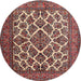 Square Machine Washable Traditional Saffron Red Rug, wshtr1490