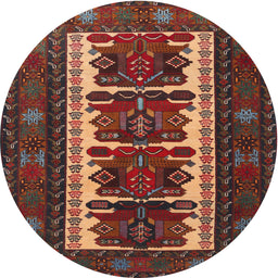 Square Machine Washable Traditional Saffron Red Rug, wshtr1492
