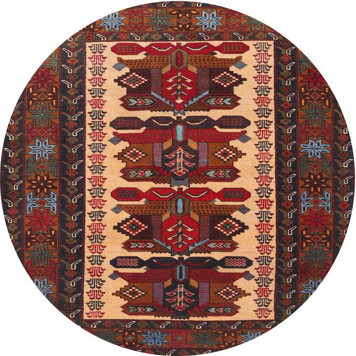 Square Machine Washable Traditional Saffron Red Rug, wshtr1492