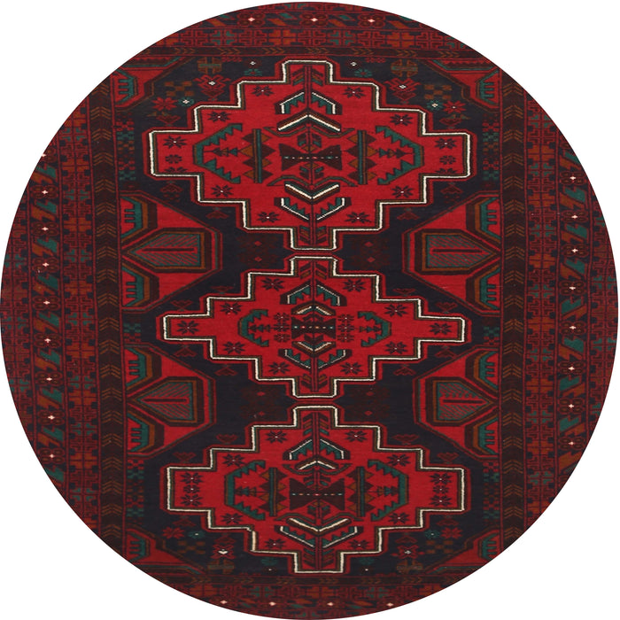 Round Traditional Burgundy Brown Persian Rug, tr1493