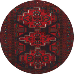 Square Machine Washable Traditional Burgundy Brown Rug, wshtr1493