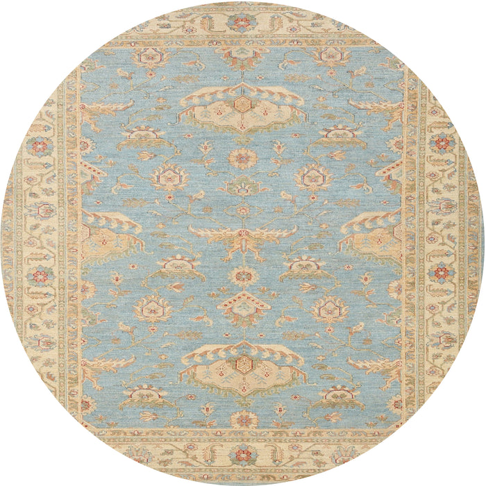 Round Traditional Tan Brown Oriental Rug, tr1494