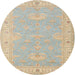 Round Traditional Tan Brown Oriental Rug, tr1494