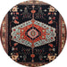 Round Traditional Brown Persian Rug, tr1497