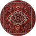 Round Traditional Chestnut Brown Medallion Rug, tr1498