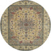 Square Machine Washable Traditional Brown Rug, wshtr149