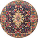 Round Traditional Camel Brown Persian Rug, tr1500