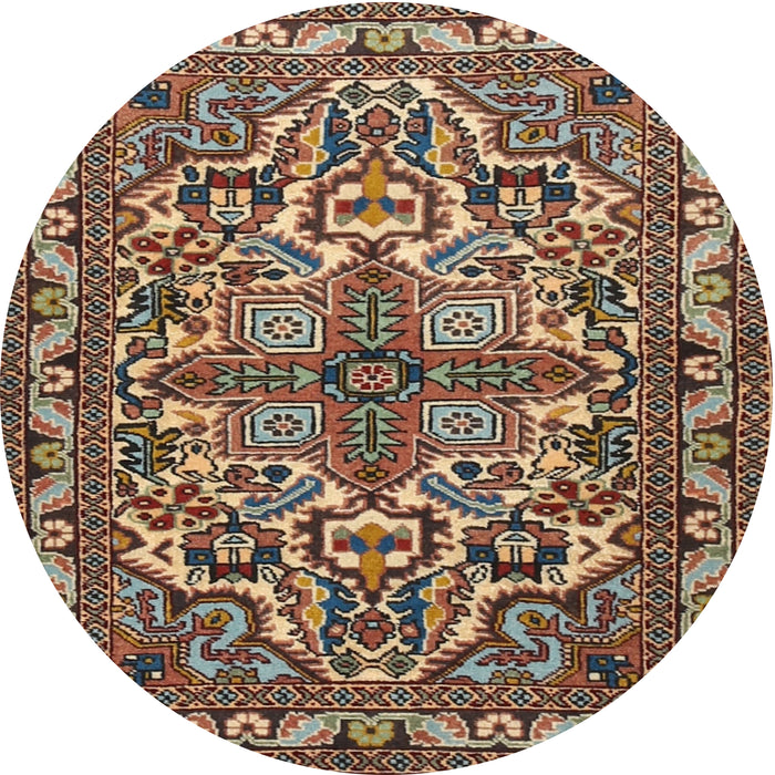 Square Machine Washable Traditional Camel Brown Rug, wshtr1501