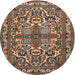 Round Traditional Camel Brown Persian Rug, tr1501