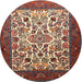 Round Traditional Saffron Red Persian Rug, tr1502