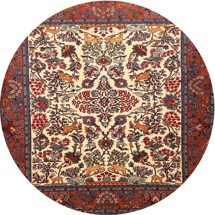 Square Machine Washable Traditional Saffron Red Rug, wshtr1502