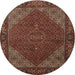 Round Traditional Gold Brown Persian Rug, tr1503