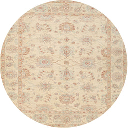 Round Traditional Khaki Gold Oriental Rug, tr1506